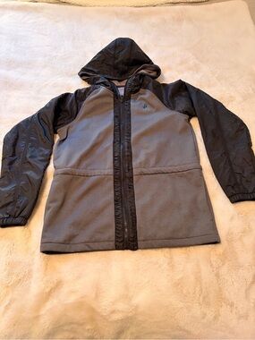 Womens Hooded Fleece Jacket in Grey and Black